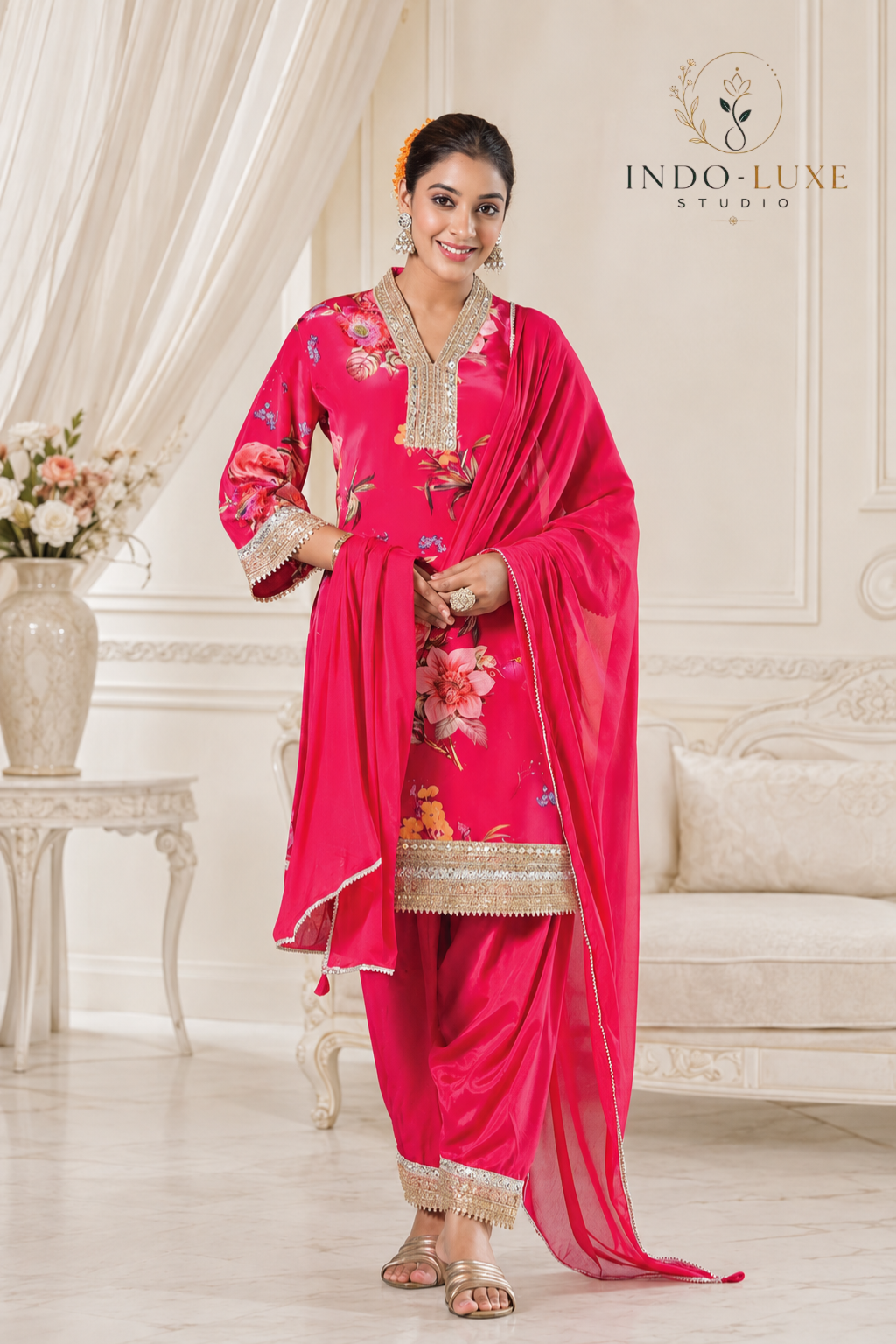 Rani Pink Floral Salwar Set