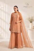 Peach Embellished Sharara Set