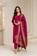 Berry Pink Floral Embellished Kurta Set