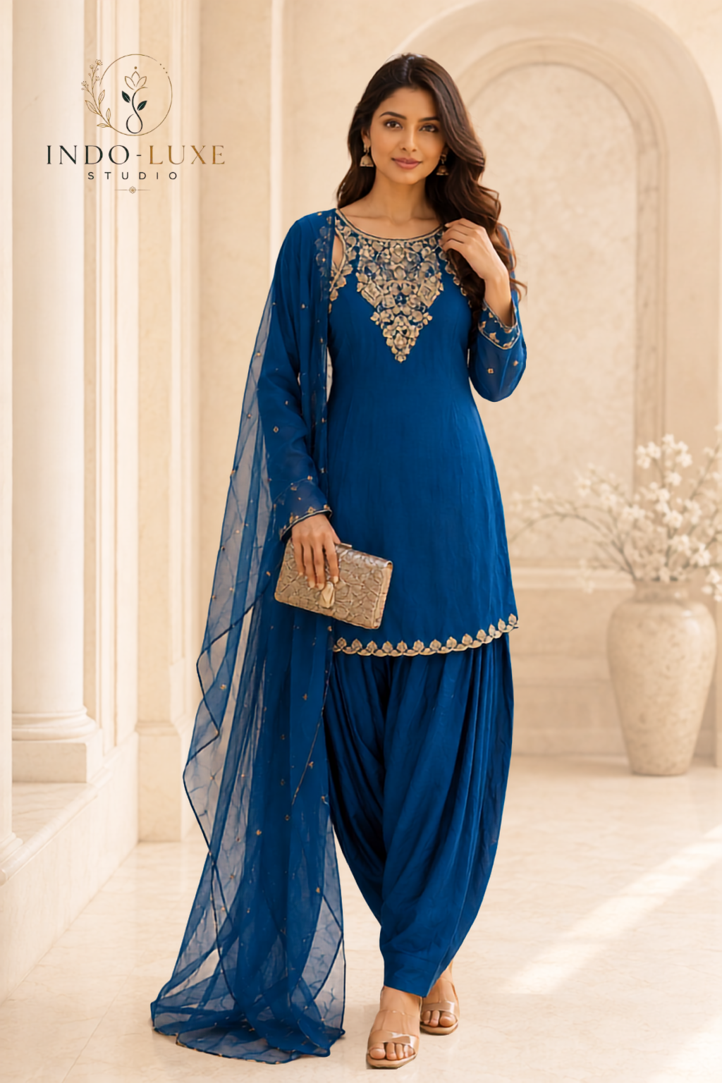 Sapphire Blue Embellished Farshi Salwar Set