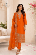 Orange Statement Embellished Kurta Set
