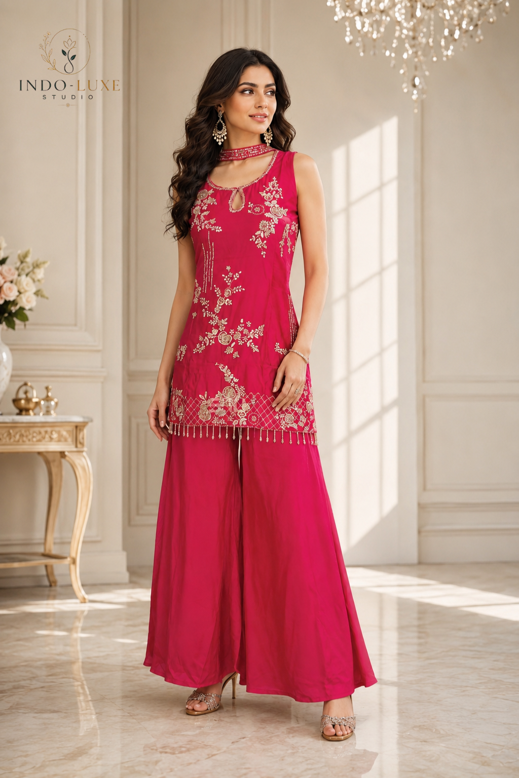 Handwork Embellished Palazzo Set
