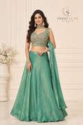 Sage Green Zari Embroidered Lehenga Set