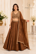 Bronze Brown Gold Embellished Lehenga Set