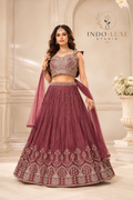 Dusty Rose Embroidered Hem Lehenga Set