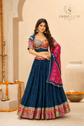 Pure Roman Silk Lehenga Set with Vintage Work & Dupatta