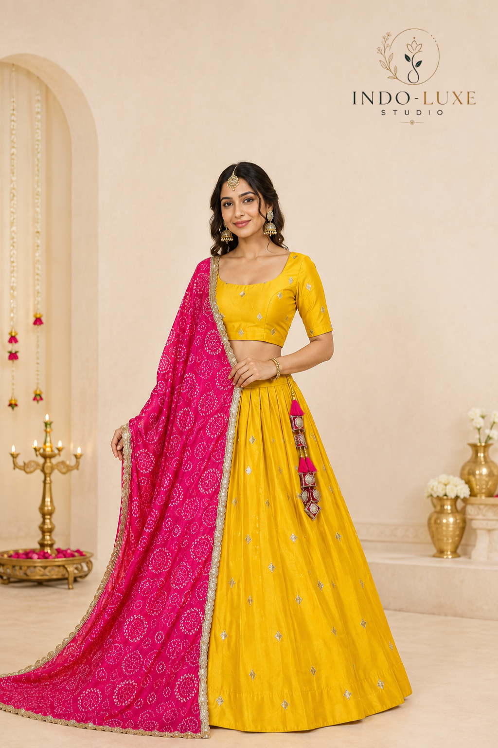 Chinon Silk Sequin Embroidered Lehenga Set with Digital Print Dupatta
