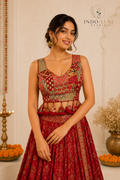 Ajrakh Print Rayon Blouse with Statement Tassels & Back-Open Design