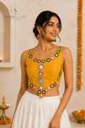 Pure Rayon Cotton Multicolor Mirror Work Blouse