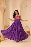 Bandhani Print 12-Meter Flare Gown with Kutchi Patchwork