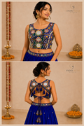 Heavy Silk Kutchi Mirror Work Navratri Blouse with Kodi Detailing