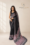 BLACK AJRAKH SAREE